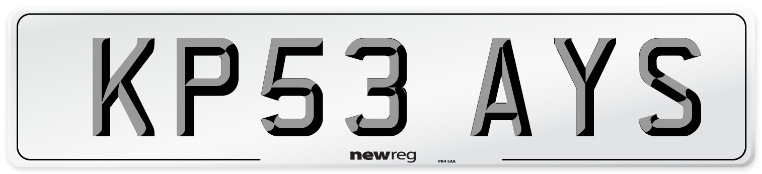 KP53 AYS Number Plate from New Reg